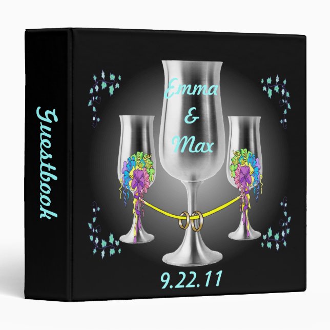 Classeur Guestbook argenté et photos d'unité de gobelet (Devant/Côté)