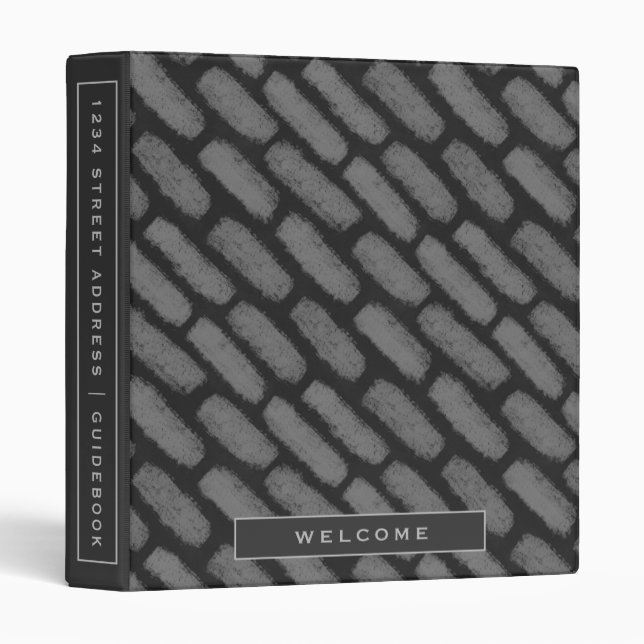 Classeur Guide de location de vacances | Brick gris moderne (Devant/Côté)