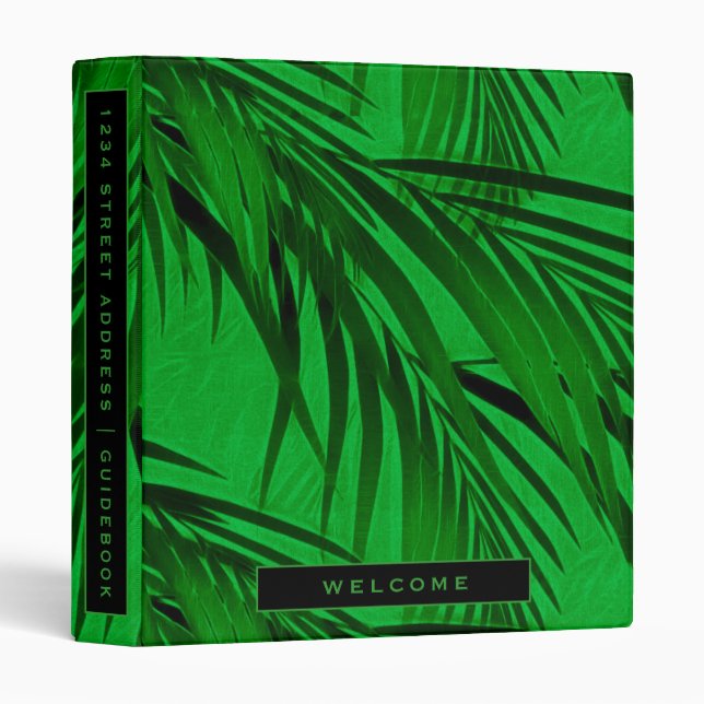 Classeur Guide de location de vacances | Feuilles de palmie (Devant/Côté)