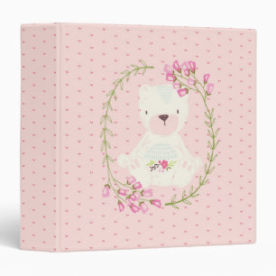 Classeur Guirlande florale et coeurs d'ours mignon
