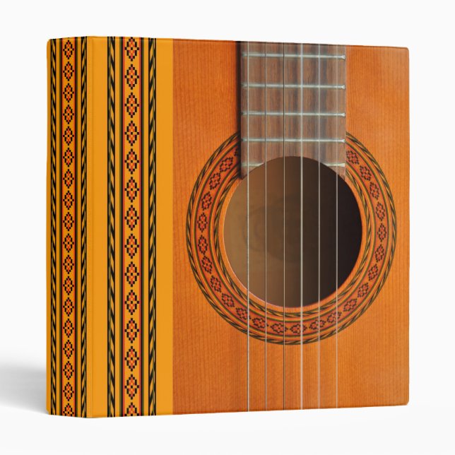 Classeur Guitare classique avec la marqueterie de rouge et (Devant/Côté)