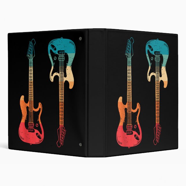 Classeur Guitare Rétro Guitariste Électrique Basse Guitare  (Arrière-plan)