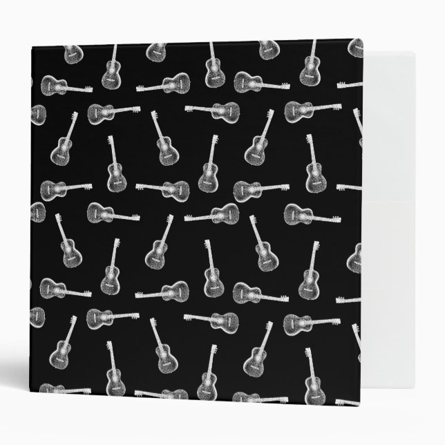Classeur Guitares Acoustique Noir & Blanc Design Musique Th (Devant/intérieur)