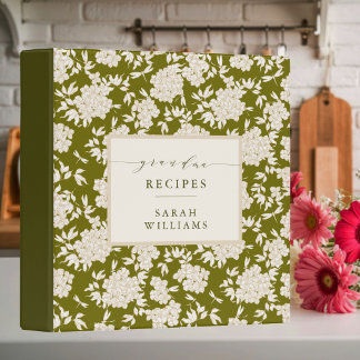 Classeur Handwritten Grandma Olive Green Recipes Cookbook