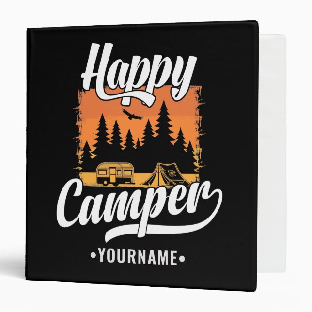 Classeur Happy Camper Camping Randonnée Voyage Caravan Life (Devant/Intérieur)