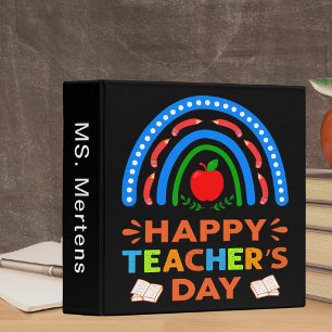 Classeur Happy Teachers Day Rainbow & Apple Ajouter un nom