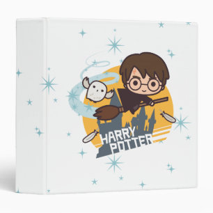 Classeur Harry et Hedwig en dessin animé volant au-delà de