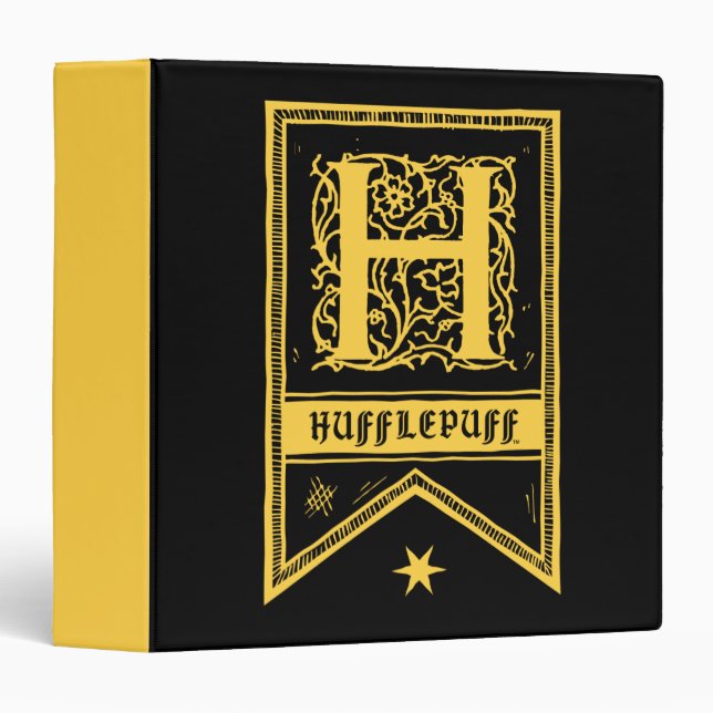 Classeur Harry Potter | Bannière Monogramme Hufflepuff (Devant/Côté)