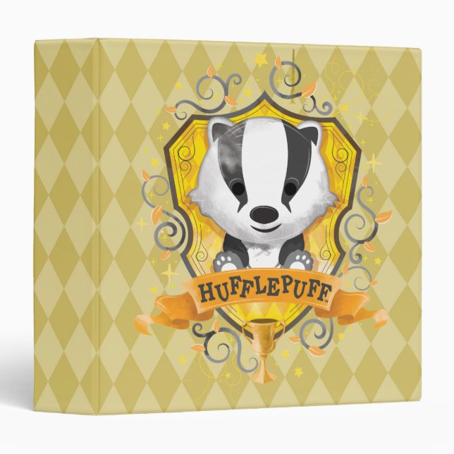 Classeur Harry Potter | Blason charmant HUFFLEPUFF™ (Devant/Côté)
