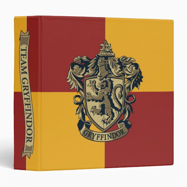 Classeur Harry Potter | Blason de Gryffindor Or et Rouge (Devant/Côté)