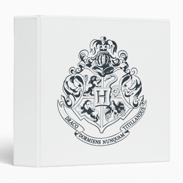 Classeur Harry Potter | Cimier de Poudlard - noir et blanc (Devant/Côté)