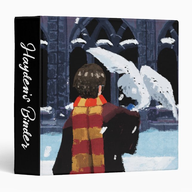 Classeur HARRY POTTER™ & Hedwig dans la neige (Devant/Côté)