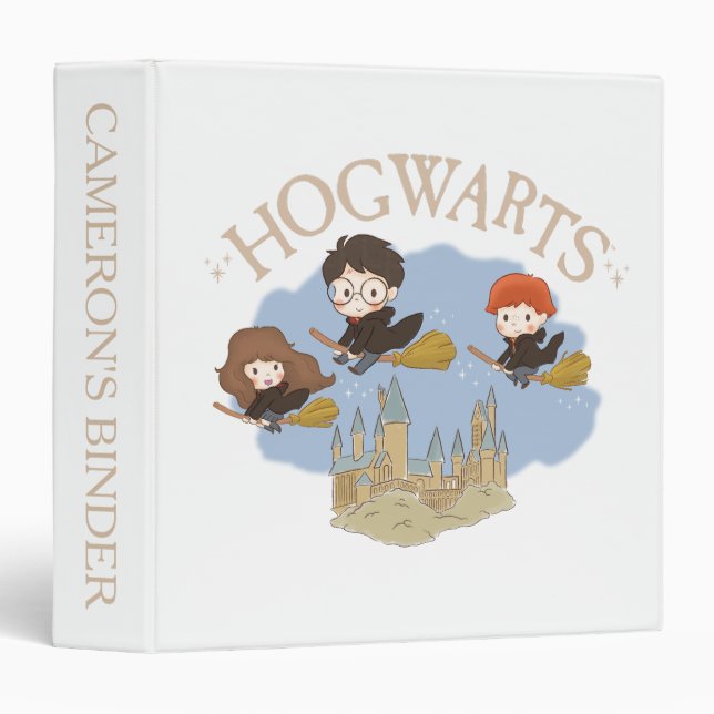 Classeur HARRY POTTER™, Hermione & Ron Fly Over HOGWARTS™ (Devant/Côté)