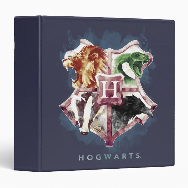 Classeur Harry Potter | HOGWARTS™ Crest Aquarelle (Devant/Côté)