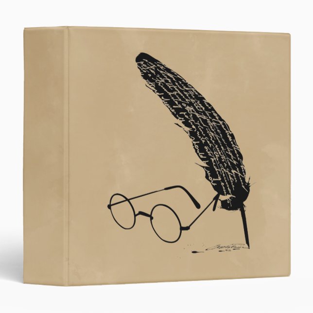 Classeur Harry Potter | Lunettes et plume (Devant/Côté)