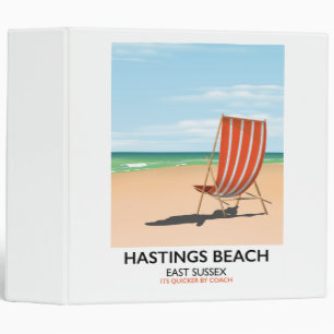 Classeur Hastings Beach, East Sussex affiche de voyage vint
