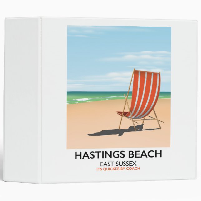 Classeur Hastings Beach, East Sussex affiche de voyage vint (Devant/Côté)