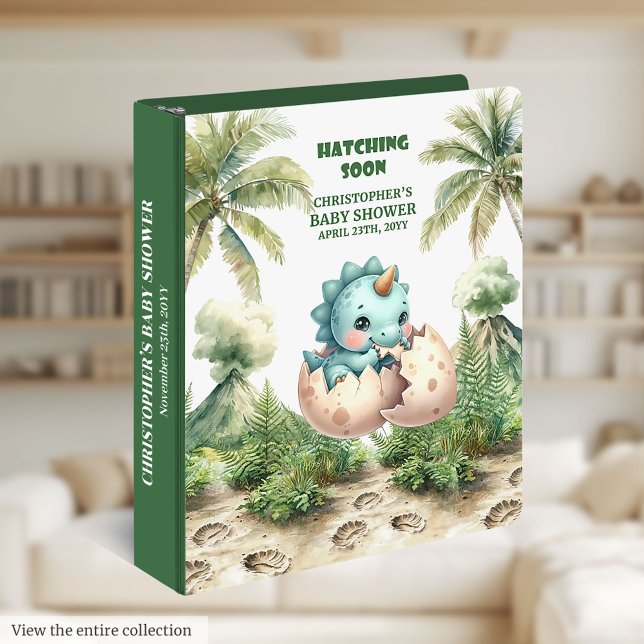 Classeur Hatching Bientôt Personnalisé Garçon Album Cute Di (Hatching Soon Personalized Boy Album Cute Dinosaur 3 ring binder )