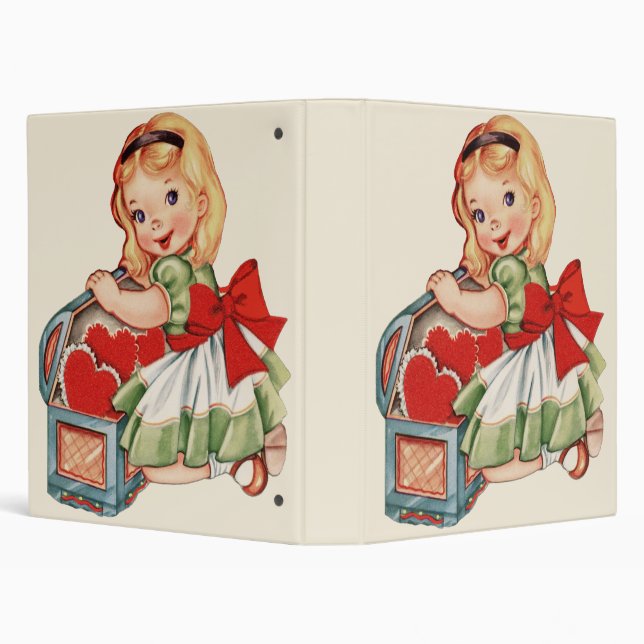 Classeur Heart Girl Enfant Retro Enfants mignons (Arrière-plan)