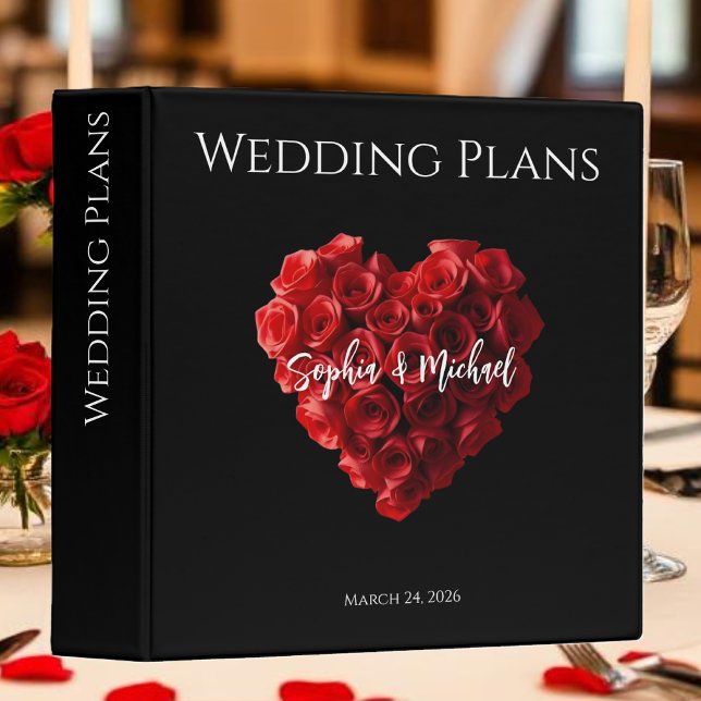 Classeur Heart Shaped Red Roses-Wedding Plans- (Heart Shaped Red Roses-Wedding Plans- 3 Ring Binder)