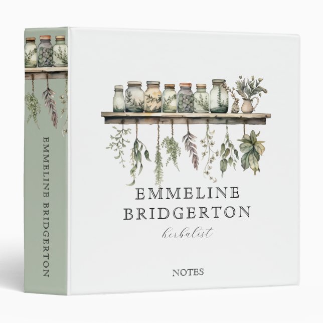Classeur Herbalist Herbal botanical Notes Binder (Devant/Côté)