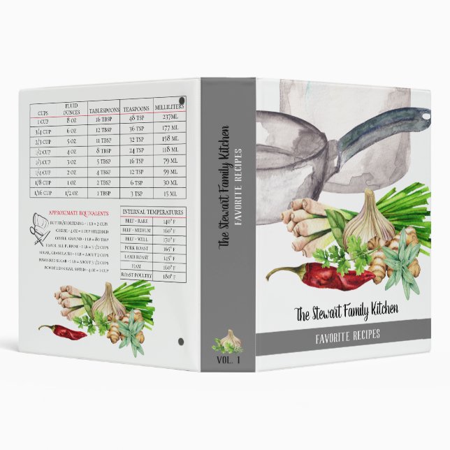 Classeur Herbes d'aquarelle et recette d'épices préférées d (Arrière-plan)