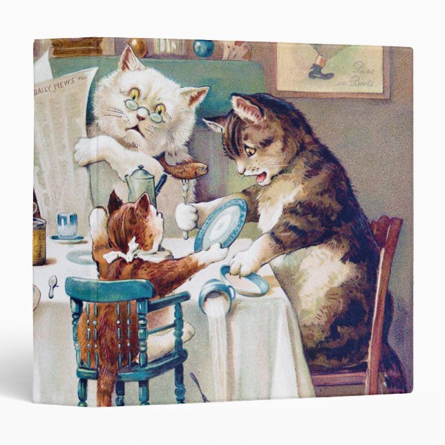Classeur Heure du petit-déjeuner de chat, Louis Wain (Devant/Côté)