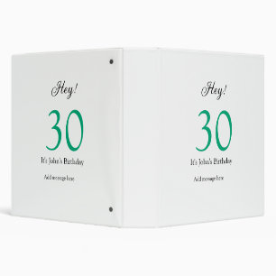 Classeur Hey c'est la 30e anniversaire vert noir lettre gra