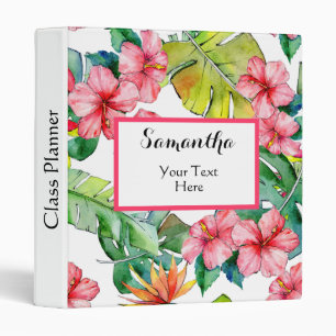 Classeur Hibiscus coloré rose tropical personnalisé