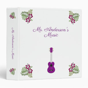 Classeur Hibiscus Hawaïen violet Fleur Ukulele Music