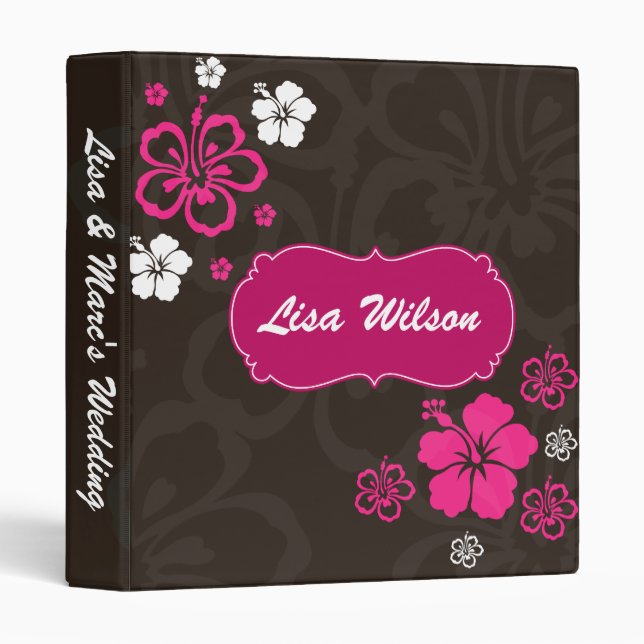 Classeur hibiscus mocha wedding planner (Devant/Côté)