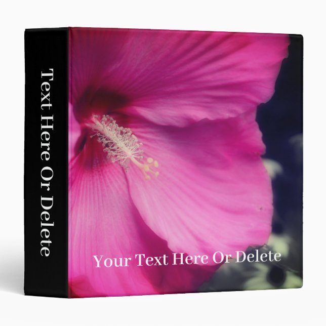 Classeur Hibiscus rose Fleur Nature 3 Personnalisé (Devant/Côté)