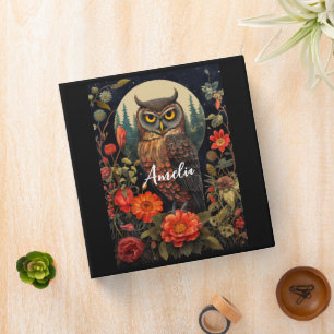 Classeur Hibou la nuit avec une pleine lune