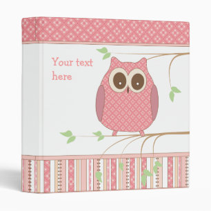Classeur Hibou rose mignon sur une branche d'arbre