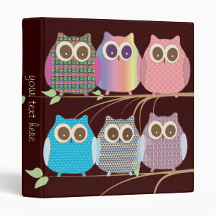 Classeur Hiboux mignons sur des branches, couleurs