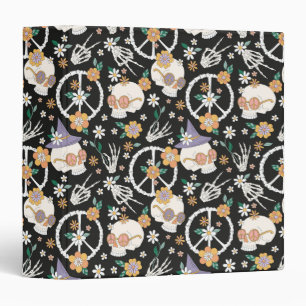 Classeur Hippie Halloween Skulls et Fleurs Motif