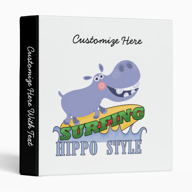 Classeur Hippopotame de surfer (Devant/Côté)
