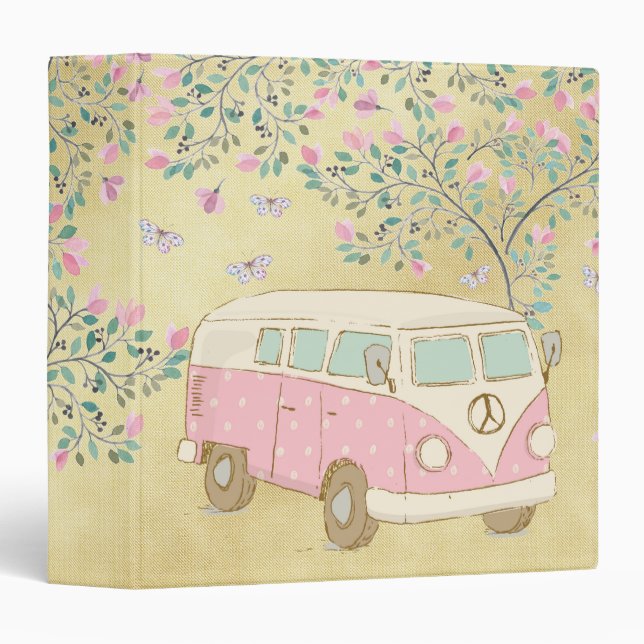 Classeur Hippy Van Butterflies et or de fleur (Devant/Côté)