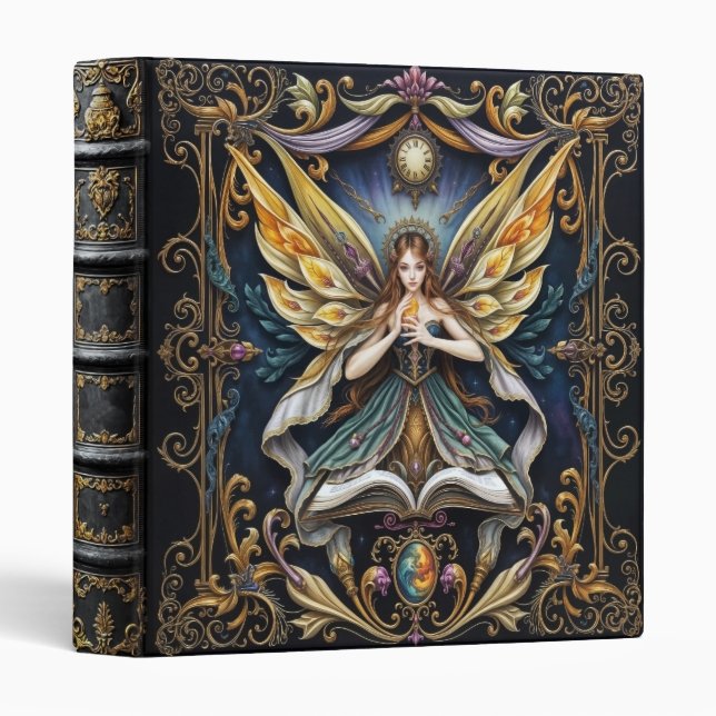 Classeur Histoire Fairy Imaginaire Art cuir look (Devant/Côté)