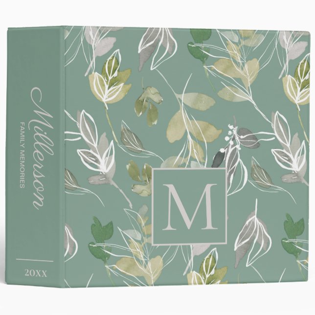 Classeur Histoires de famille Scrapbook Sage Green Silver F (Devant/Côté)