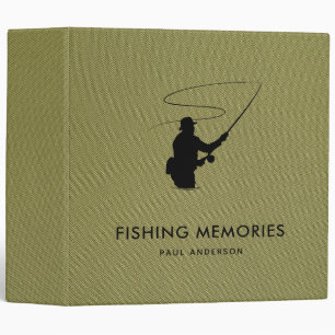 Classeur Histoires de pêche Tissu vert Nom personnalisé