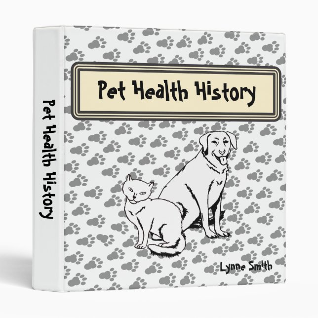 Classeur Historique de la santé des animaux de compagnie, P (Devant/Côté)