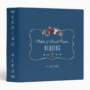 Classeur Hiver Bourgogne Floral Navy Gold Wedding Album