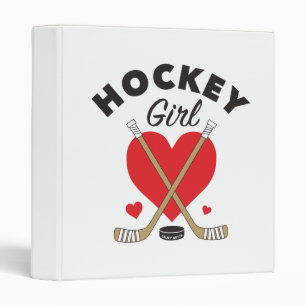 Classeur Hockey Girl Love Heart Hockey Sticks École