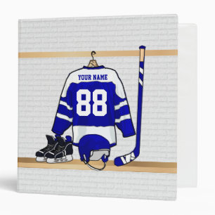 Classeur Hockey sur glace bleu et blanc personnalisé Jerse