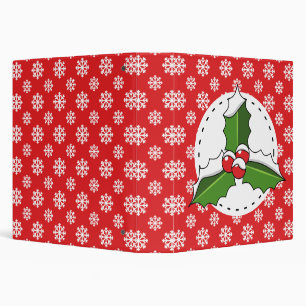 Classeur Holly Berry on Red White Snowflakes