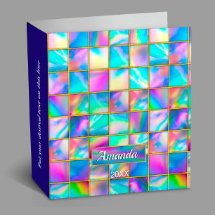 Classeur Holographe élégant tendance fausse or géométrique