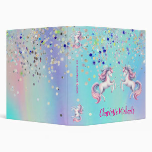 Classeur Holographie rose unicorne violet retour à l'école