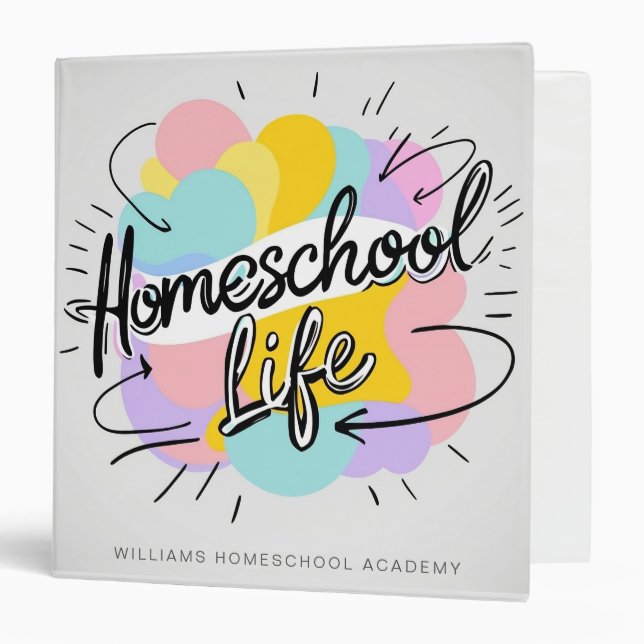 Classeur Homeschool Life Retro Colors Portefeuille de l'org (Devant/Intérieur)