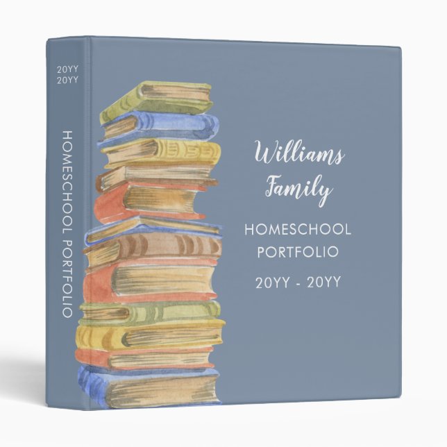 Classeur Homeschool Portfolio Organisation Livres (Devant/Côté)